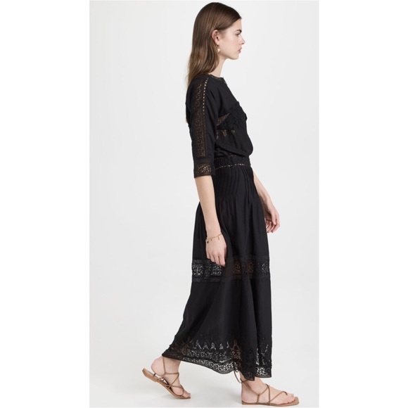 LoveShackFancy Beth Lace Maxi Dress in Black Eyelet - Picture 3 of 16